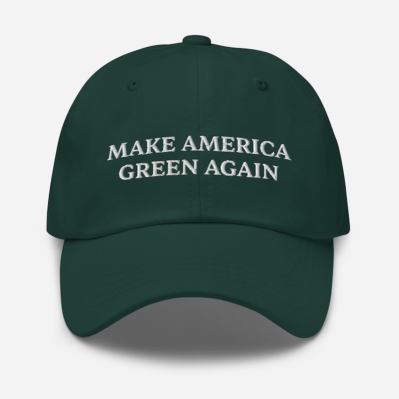 Make America GREEN Again Embroidered Dad Hat Outdoors, Earth, Eco, Environment image 1